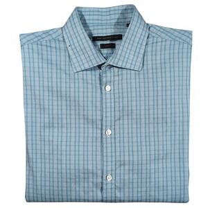 John Varvatos USA 16.5 32/33 Mens Cotton Slim-Fit Long-Sleeve Dress Shirt Blue